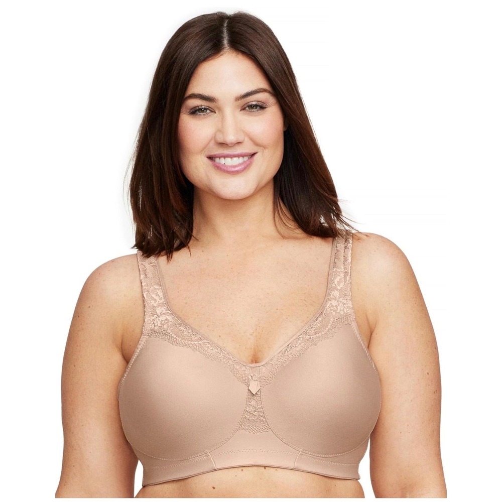 Glamorise MagicLift Support Bra Womens 40G Beige Lace Trim Wirefree 1007